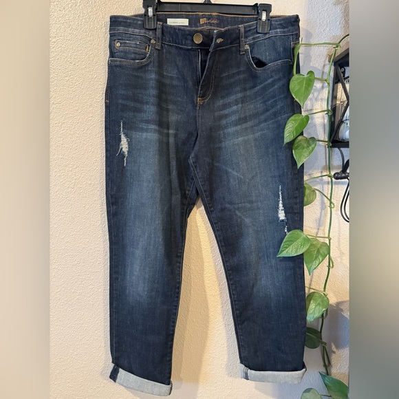 Kut From The Kloth Catherine Boyfriend Distressed Medium Wash Denim Jeans - Picture 1 of 6